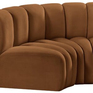 Meridian Furniture 103Saddle-S2B Arc Collection Modern | Contemporary Modular Sofa with Soft Saddle Velvet, Deep Channel Tufting, Modular Design, 60 W x 33 D x 30 H, Saddle