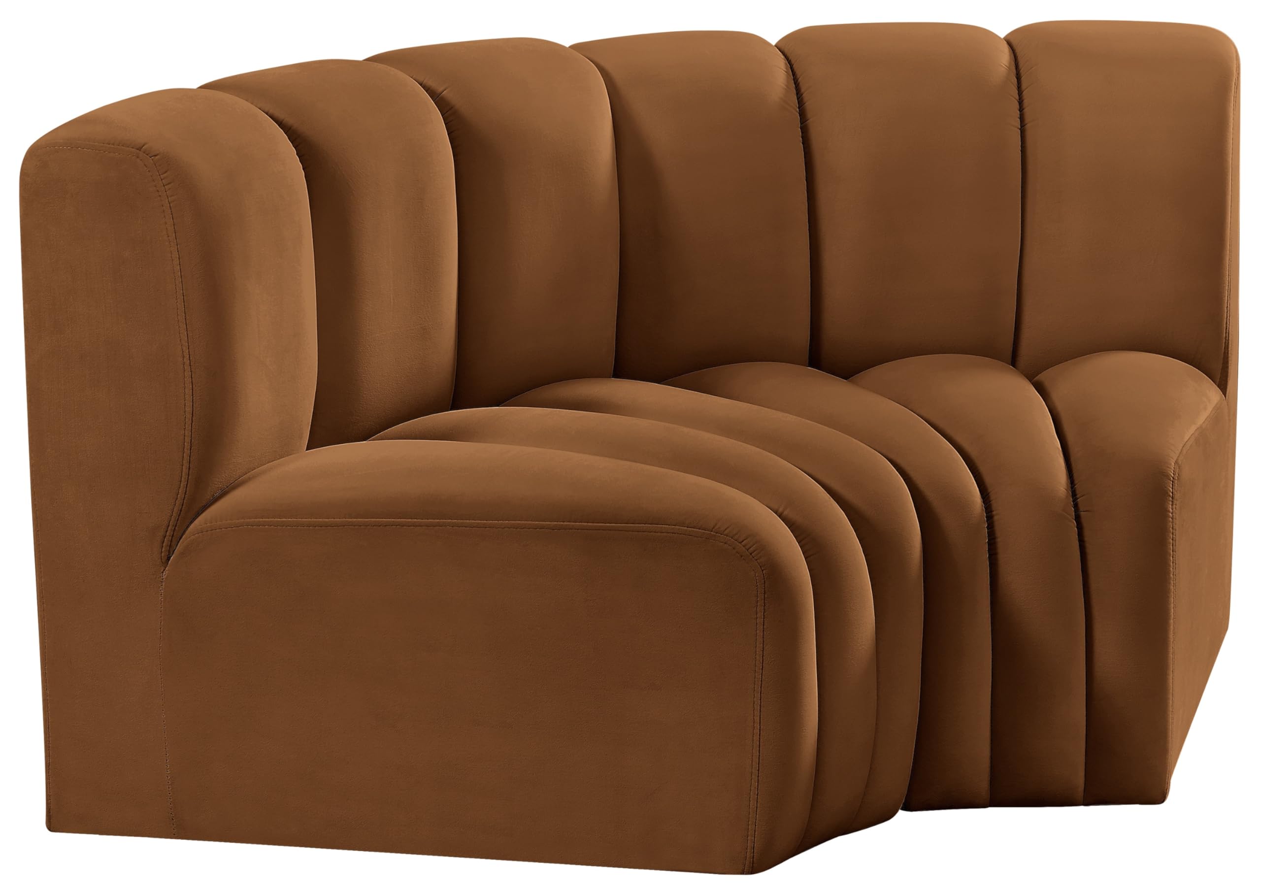 Meridian Furniture 103Saddle-S2B Arc Collection Modern | Contemporary Modular Sofa with Soft Saddle Velvet, Deep Channel Tufting, Modular Design, 60 W x 33 D x 30 H, Saddle