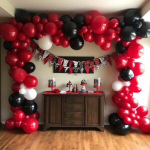 Red and Black Balloons, 120pcs Red White and Black Balloons Garland Arch Kit for Birthday,New Year,Graduation Decorations