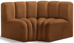 meridian furniture 103saddle-s2b arc collection modern | contemporary modular sofa with soft saddle velvet, deep channel tufting, modular design, 60 w x 33 d x 30 h, saddle