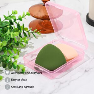 3 pieces Portable Travel Cotton Pad Holder,Bathroom Vanity Countertop Storage Organizer,Cotton Ball Holder Dispenser,Cosmetic Sponge Storage Box for Cotton Rounds, Swabs, Floss(Blue+Pink+Transparent)