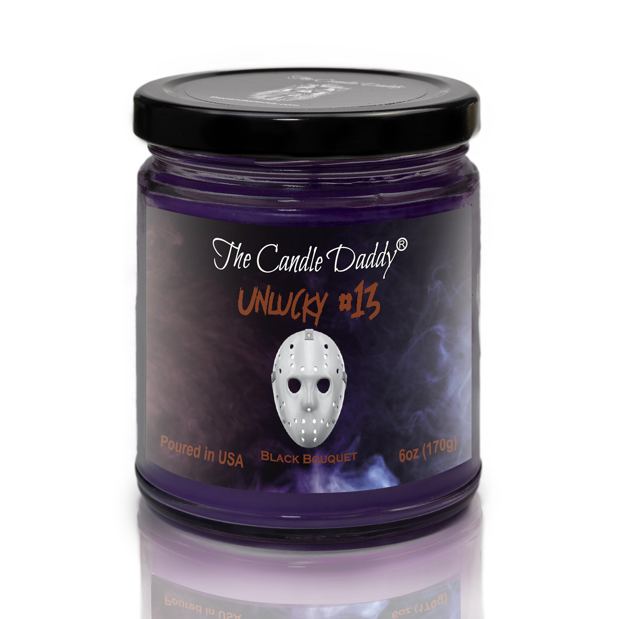 Unlucky #13 - Black Bouquet Scented Horror Movie Candle - Halloween 6 Oz Jar Candle - 40 Hour Burn Time