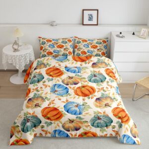 erosebridal happy thanksgiving comforter set twin, fall pumpkin bedding set, autumn fall leaves bedding comforter sets, rustic farmhouse style down comforter, happy fall y'all duvet insert, 2pcs