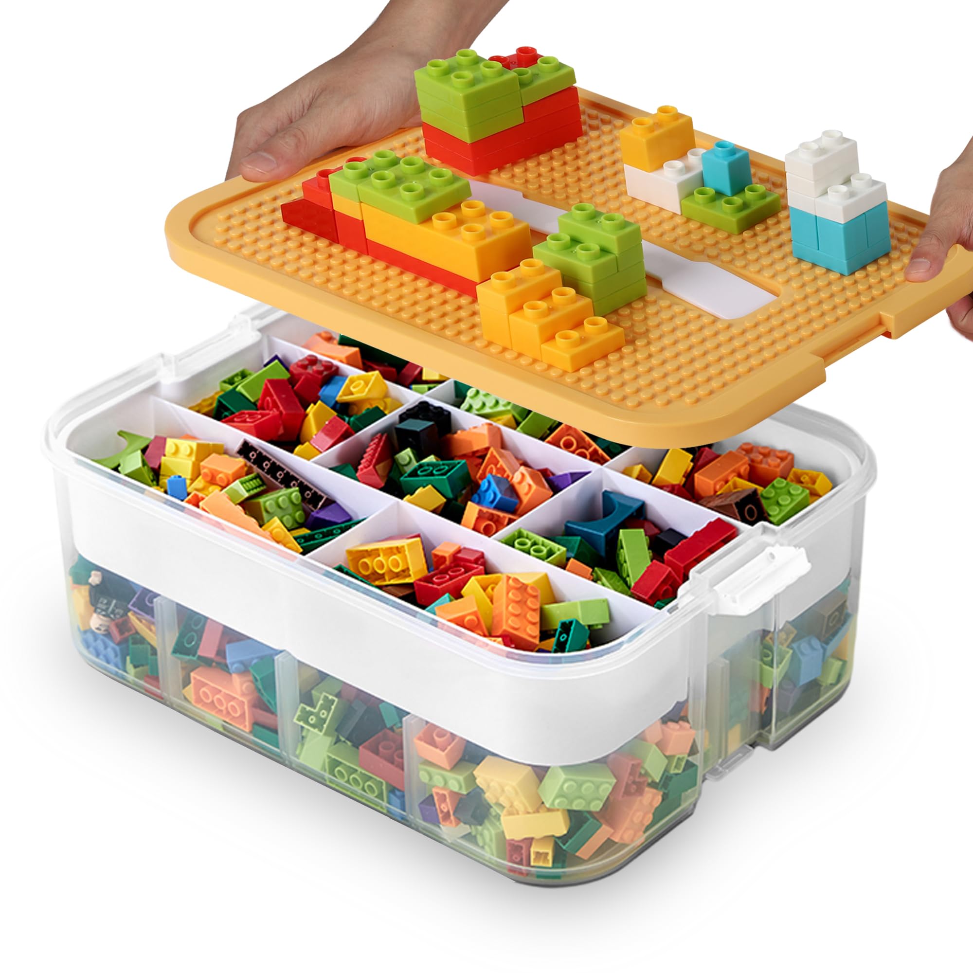 Kids Toy Storage Box for Lego Stackable Building Blocks Organizers Miniature Containers Bins with Base Plates Lids