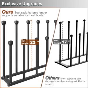 Tigerden 22.5 Inches Free Standing Shoe Racks, Tall Black Metal Boot Rack Organizer for 6 Pairs, Knee-High Boot Storage Shelf for Closet, Bedroom, Entryway, Hallway, Black