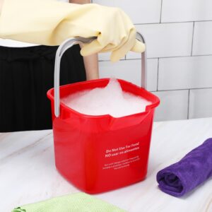 Uiifan 6 Pcs 8 Quart Cleaning Bucket Small Sanitizing Square Bucket Detergent Pail for Home Commercial Restaurant Kitchen Office School (Red)