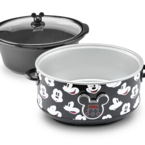 Disney Mickey Mouse 7-Quart Digital Slow Cooker with Sound - Food Warmer for Dips, Soup & More - Slow Cooker with Removable Stoneware - Kitchen Essential for Parties