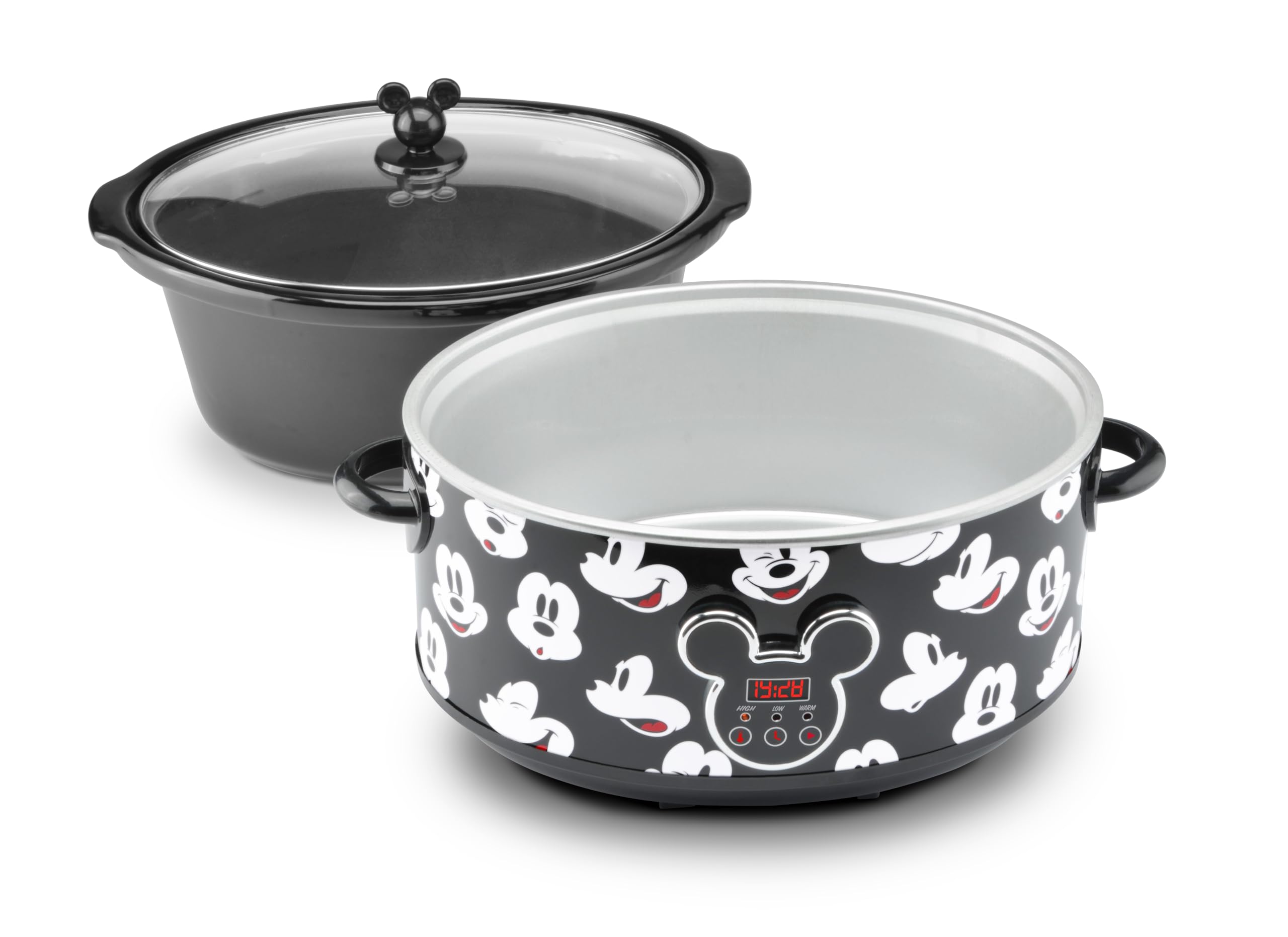 Disney Mickey Mouse 7-Quart Digital Slow Cooker with Sound - Food Warmer for Dips, Soup & More - Slow Cooker with Removable Stoneware - Kitchen Essential for Parties