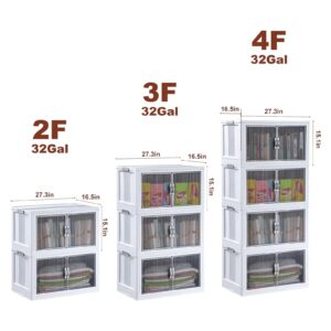 MOPUP Closet Organizers and Storage - 132 QT Stackable Storage Bins with Lids and Doors and Wheels, Dorm Room Essentials, 32 Gal Collapsible Stackable Storage Bins, Plastic