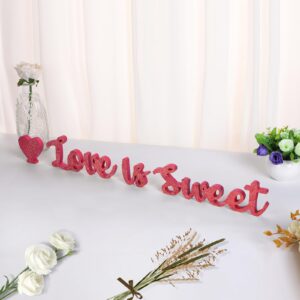 love is sweet wedding table decor wooden love sign for dessert wedding sweetheart table decorations for photo props wooden love letter table decorative(glitter red)