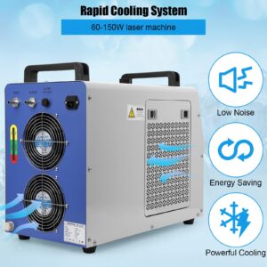 JustSmart CW-5000 Industrial Water Chiller, 7L 1.14HP 2.64gpm CW-5000 Water Cooling System for 40W 50W 60W 70W 80W 90W 100W CO2 Laser Engraving & Cutting Machines, Laser Chiller Cools 3868 BTU/Hour