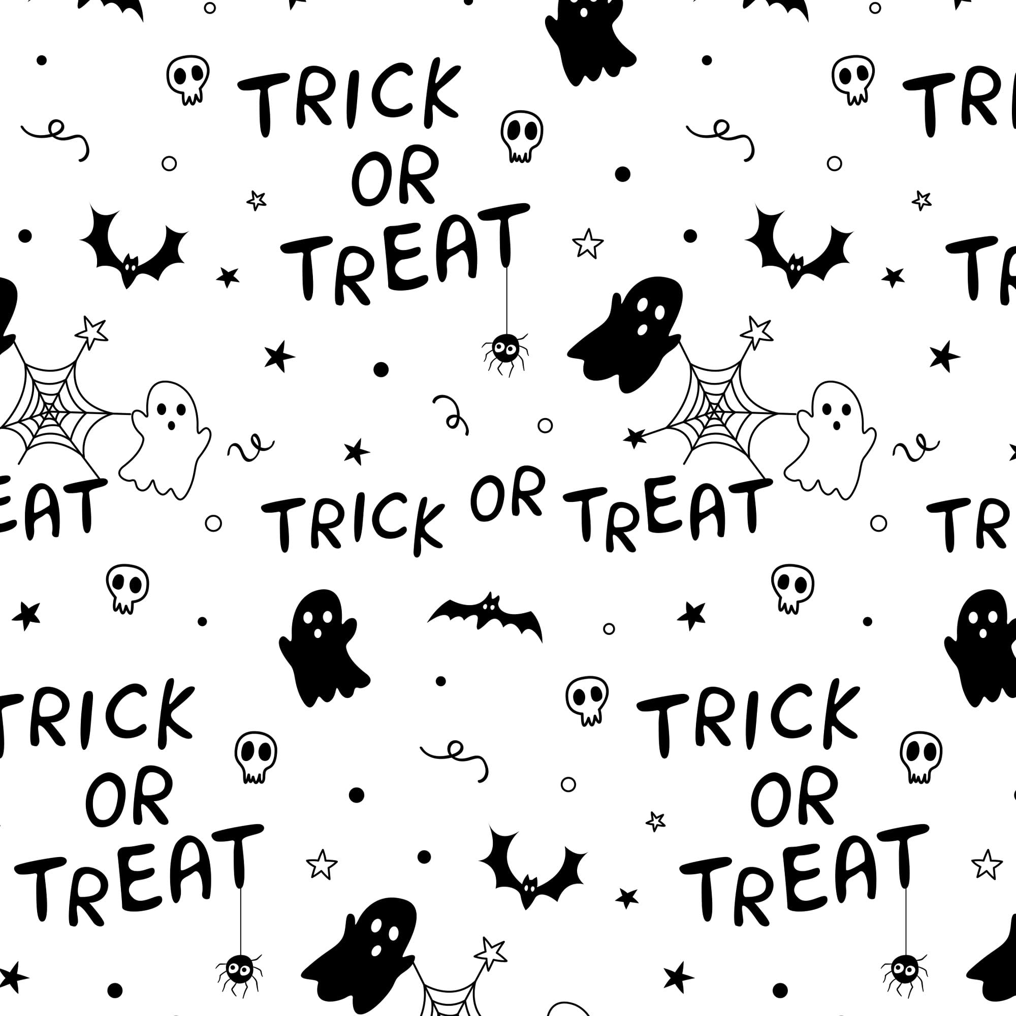 MR FIVE 30 Sheets Large Size Halloween Tissue Paper Bulk,20"x 28",Trick or Treat Tissue Paper for Gift Bags,White with Black Trick or Treat Pattern Tissue Paper for Halloween Party