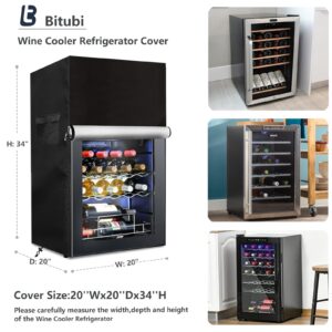 Bitubi Wine Cooler Refrigerator Cover,Outdoor Fridge Cover – Waterproof, Dustproof, Sun-Proof, 20" W x 20" D x 33" H. Suitable for most 32-36 Bottle Beer or Wine Mini Fridge (Black)