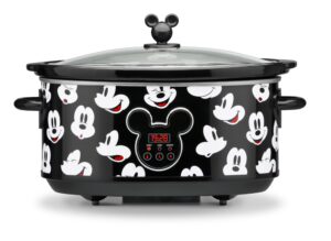 disney mickey mouse 7-quart digital slow cooker with sound - food warmer for dips, soup & more - slow cooker with removable stoneware - kitchen essential for parties