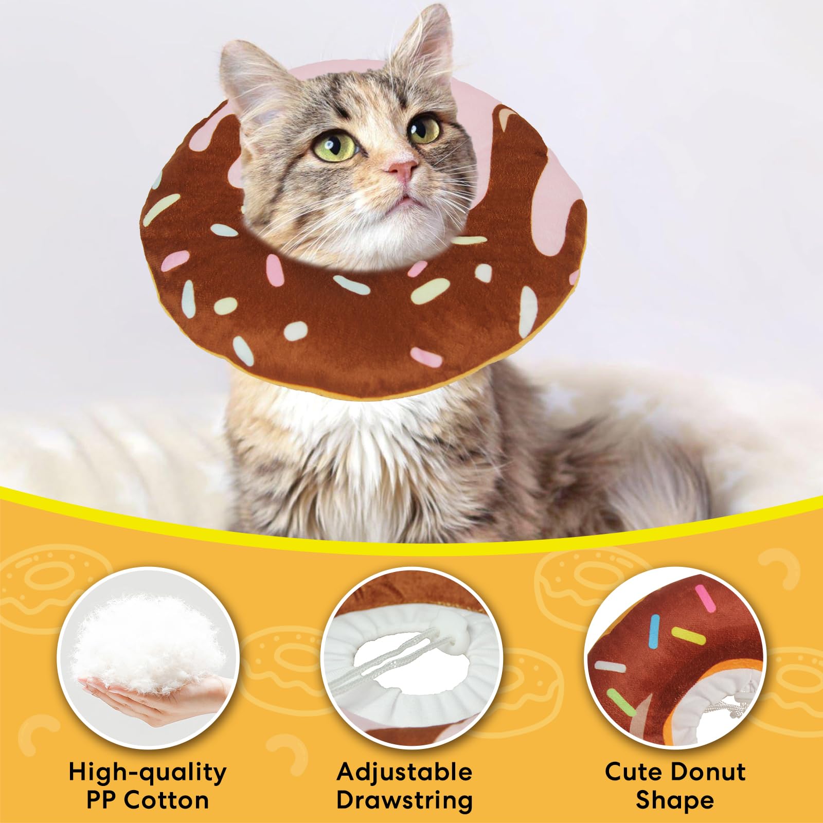 3 Pieces Cat Cone Collar Soft, Cat Donut Collar, Adjustable Cat Surgery Collar for Wound Healing, Elizabeth Collars are Suitable for Cats, Kittens, Puppies, Puppies After Surgery