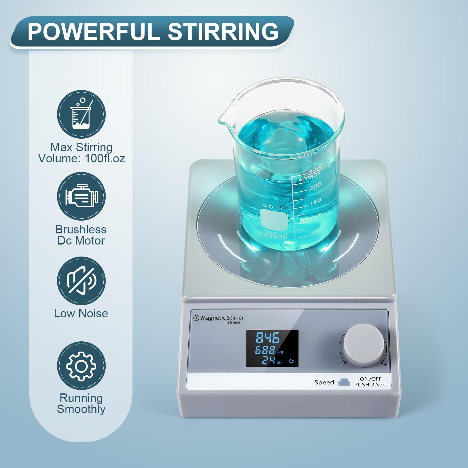 ANZESER Digital Magnetic Stirrer w/Timer, 100fl.oz Magnetic Stir Plate, Magnetic Mixer w/LCD Display, Lab Stirrer w/Stir Bar (NO Heating)