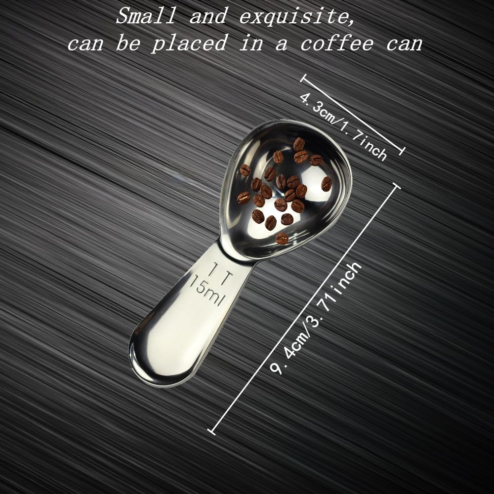 CoaGu Coffee Scoop 18/8 Stainless Steel Tablespoon (1pc 15ml with Magnet Measurement Metric Conversion Chart)