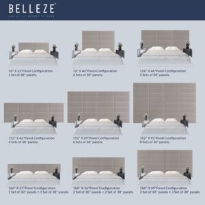 BELLEZE Upholstered Wall Panels, Twin, Single, or Queen Size Wall Mounted Headboards, Comfortable Fashional Padded Headboards - Pack of 4 Panels, Light Brown (Each Individual Panel 38" x 11.5")