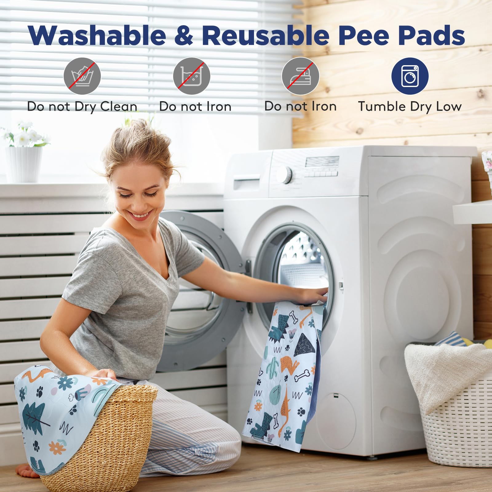 Washable Pee Pads for Dogs, Extra Large 72"x72" Super Absorbent Reusable Training Dog Pads, 100% Waterproof Non-Slip Dog Mat for Training, Whelping, Housebreaking, Incontinence, for Playpen, Crate