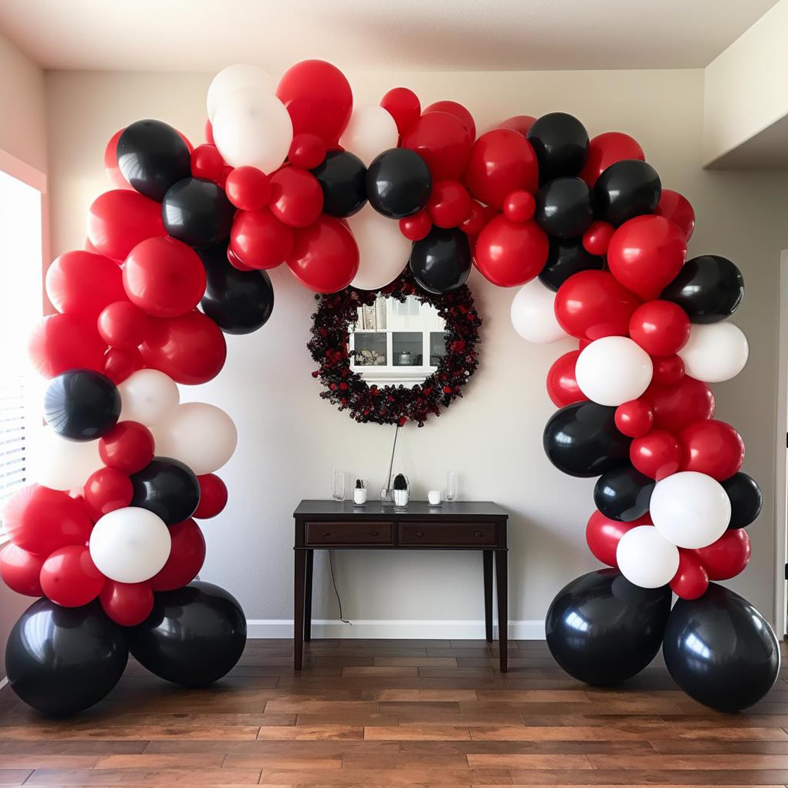 Red and Black Balloons, 120pcs Red White and Black Balloons Garland Arch Kit for Birthday,New Year,Graduation Decorations