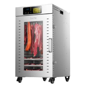 Septree Commercial Food Dehydrator 18 Trays, 1500W Large Capacity 34.42ft² Food Dryer Machine for Jerky, Meat, Fruit, Herbs, Full Stainless Steel Industrial Dehydrater Biltong Maker