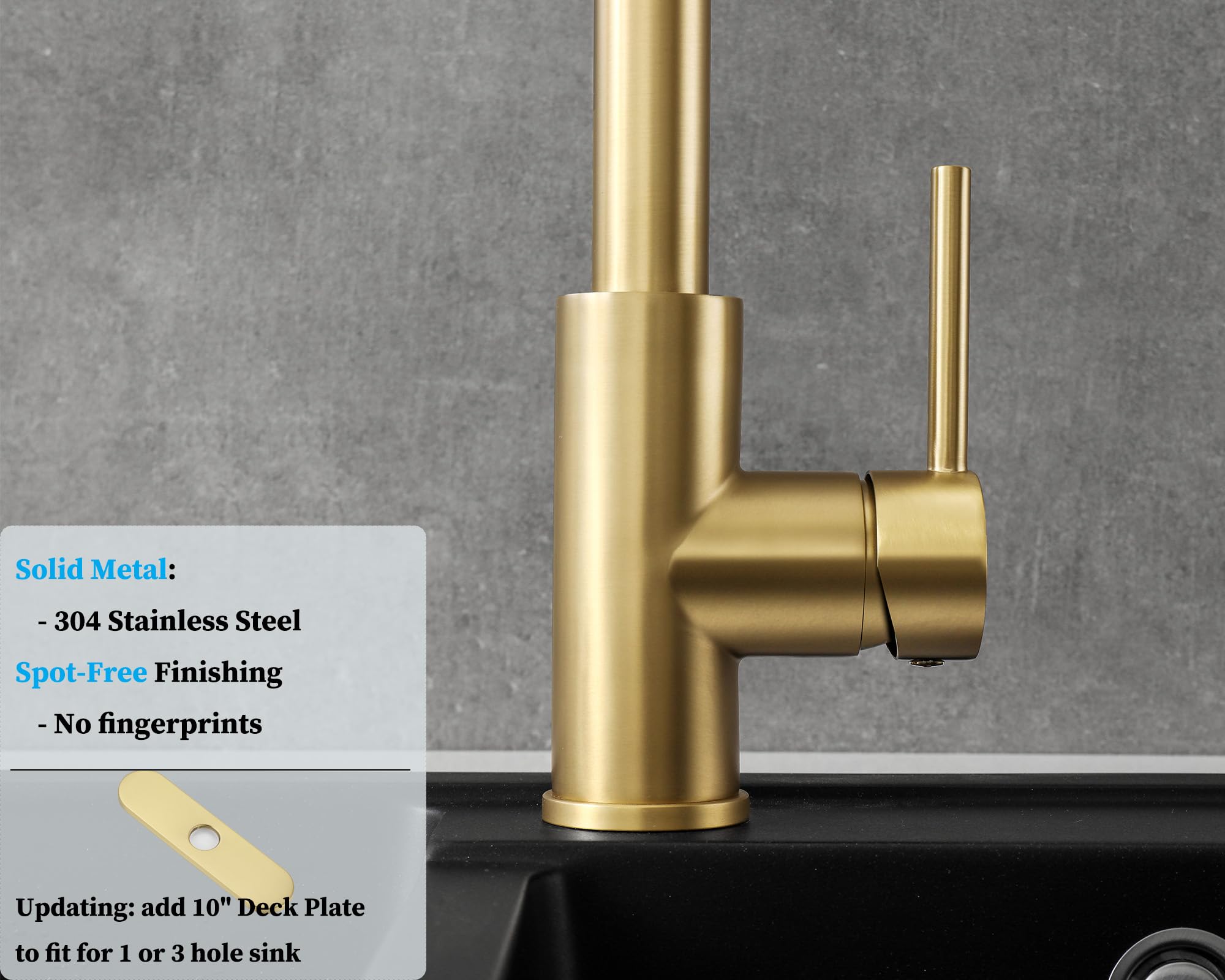 Havin Gold Kitchen Faucet with Pull Down Magnetic Sprayer, High Arc Stainless Steel Material, with cUPC Ceramic Cartridge,Fit for 1 and 3 Holes Kitchen Sink