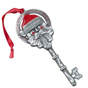 personalization universe santa's magic personalized key- ideal for homes without chimneys, engraved santa key, christmas decorative key with red satin ribbon and velvet pouch