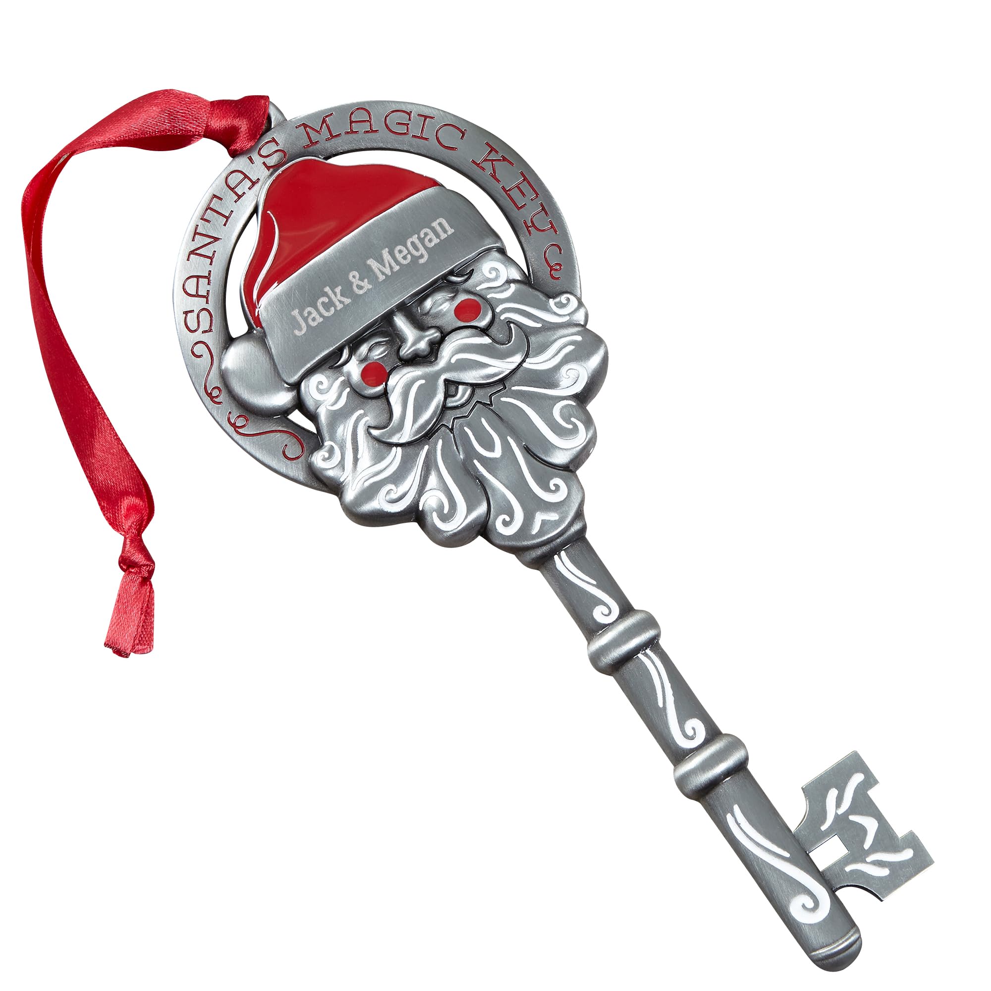 Personalization Universe Santa's Magic Personalized Key- Ideal for Homes Without Chimneys, Engraved Santa Key, Christmas Decorative Key with Red Satin Ribbon and Velvet Pouch