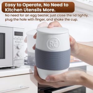 Professional Ceramic Egg Cooker for Microwave, Quick Scrambled Egg Maker Holds Up to 4 Eggs, Easy & Healthy Breakfast Microwave Cooker Great for Mug Cake, Muffin, Omelet, 100% Food Safe