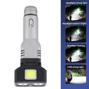 Car Plug in Flashlight Rechargeable Dual Light Source Super Bright Mini Handheld Automobile Charged Emergency Torch (Dual Lights)