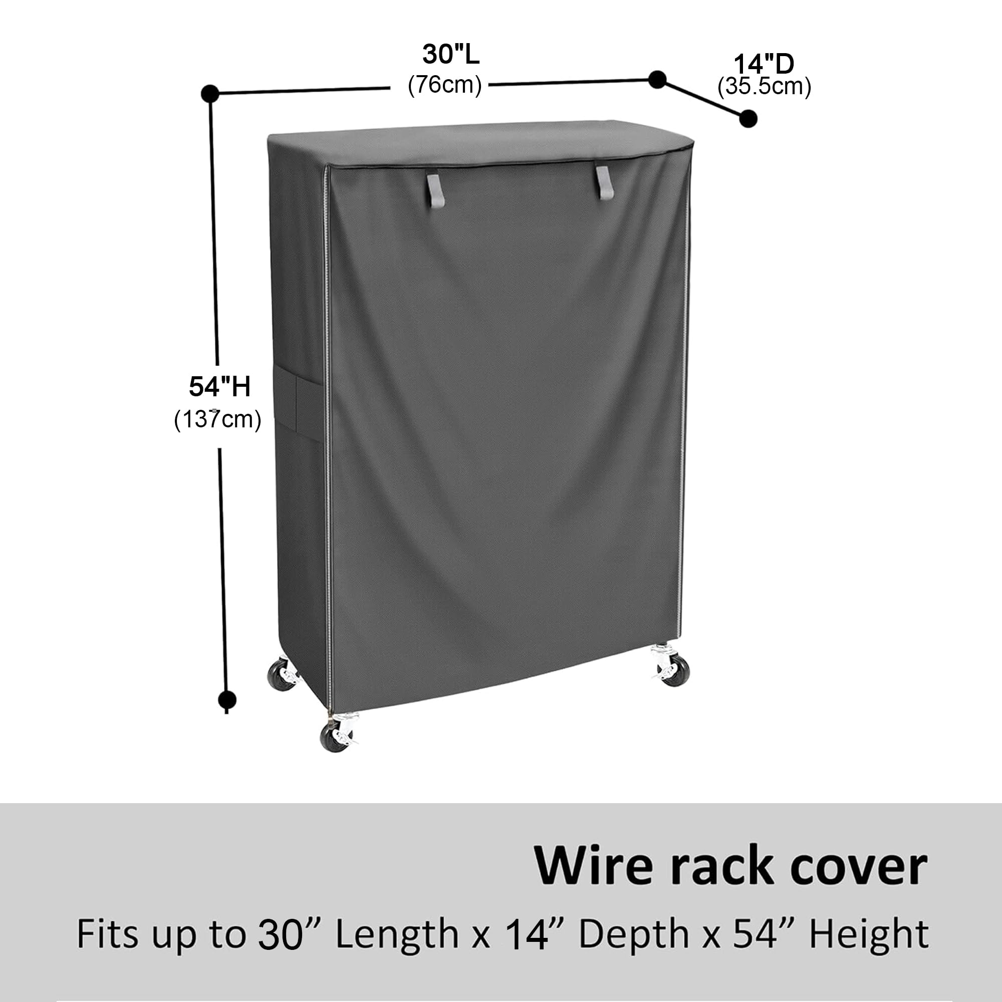 MOLLYAIR Wire Shelf Cover,600D Heavy Duty Waterproof Dustproof Standing Shelf Units Cover, Storage Rack Cover with Zipper for Metal Shelving,(Cover only) (Grey, 36" L x 14" W x 54" H)