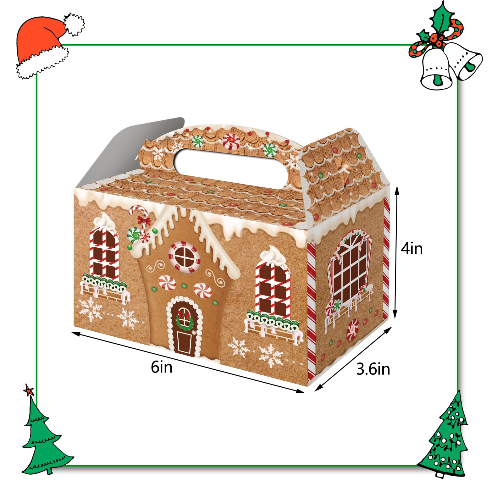 FRIDAY NIGHT Christmas Treat Boxes Gingerbread House Cardboard Cookie Goody Gable Candy Bags Cupcake Box for Treat Candy Goodies(12 Pcs)…