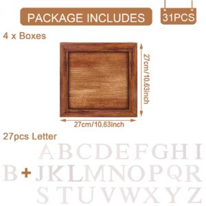 Baby Shower Decorations Boxes with 27 letters - 4 Wood Grain Brown Blocks with 27 Letters, First Birthday Centerpiece Decor, Teddy Bear Baby Shower Supplies, Gender Reveal Backdrop