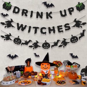 KOKAR Halloween Party Decorations - Drink Up Witches Banner and Halloween Garland with Halloween Bats, Pumpkin for Hocus Pocus Decorations, Witch Decor, Halloween Decorations