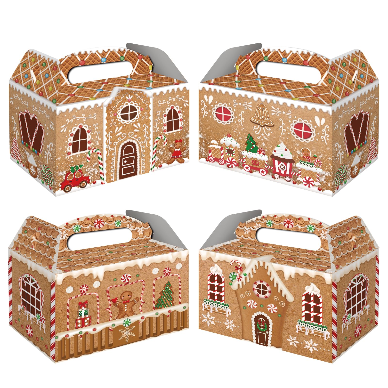 FRIDAY NIGHT Christmas Treat Boxes Gingerbread House Cardboard Cookie Goody Gable Candy Bags Cupcake Box for Treat Candy Goodies(12 Pcs)…