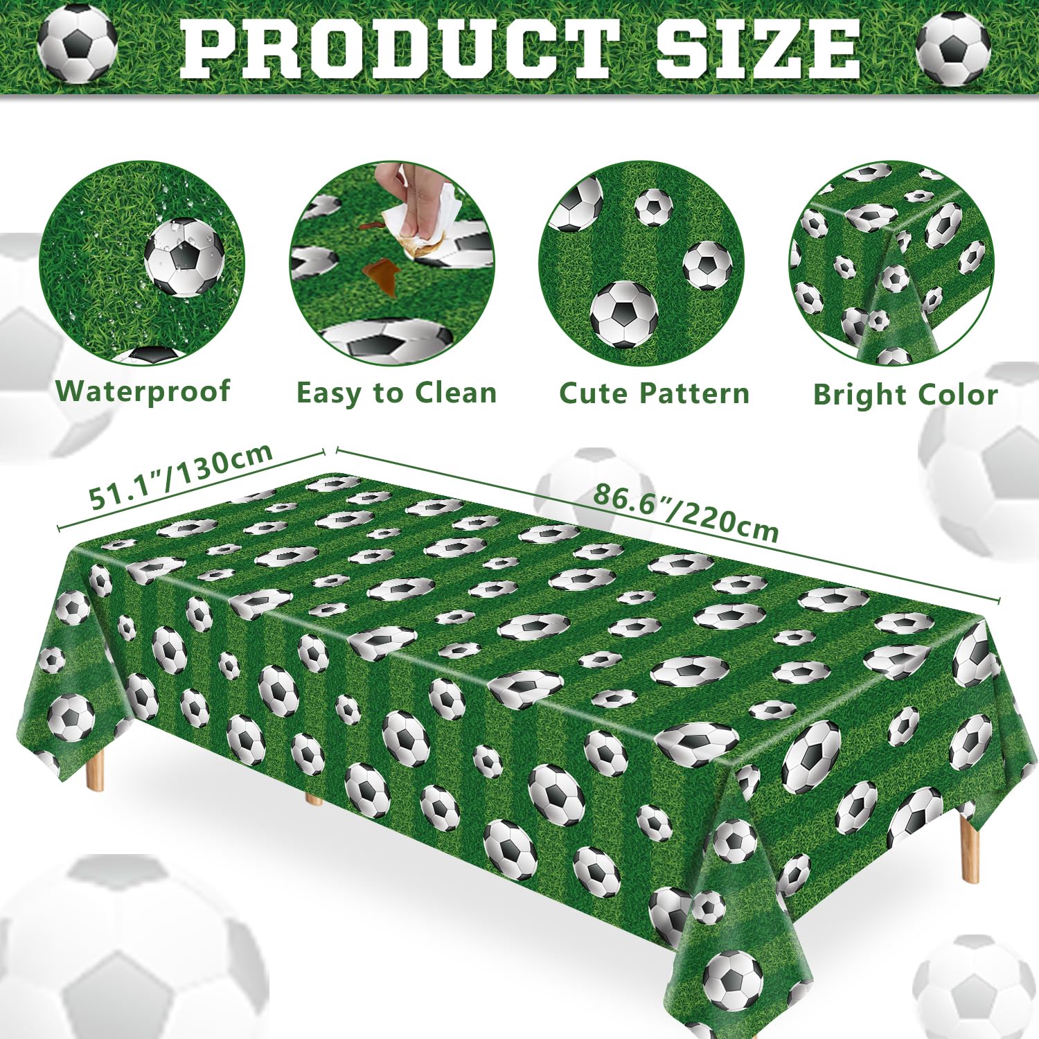 4 Pack Soccer Party Tablecloth Soccer Table Cloth Soccer Rectangular Plastic Table Cover Sports Theme Party Table Covers Soccer Birthday Decorations Soccer Theme Birthday Party Supplies 86 x 51 Inch