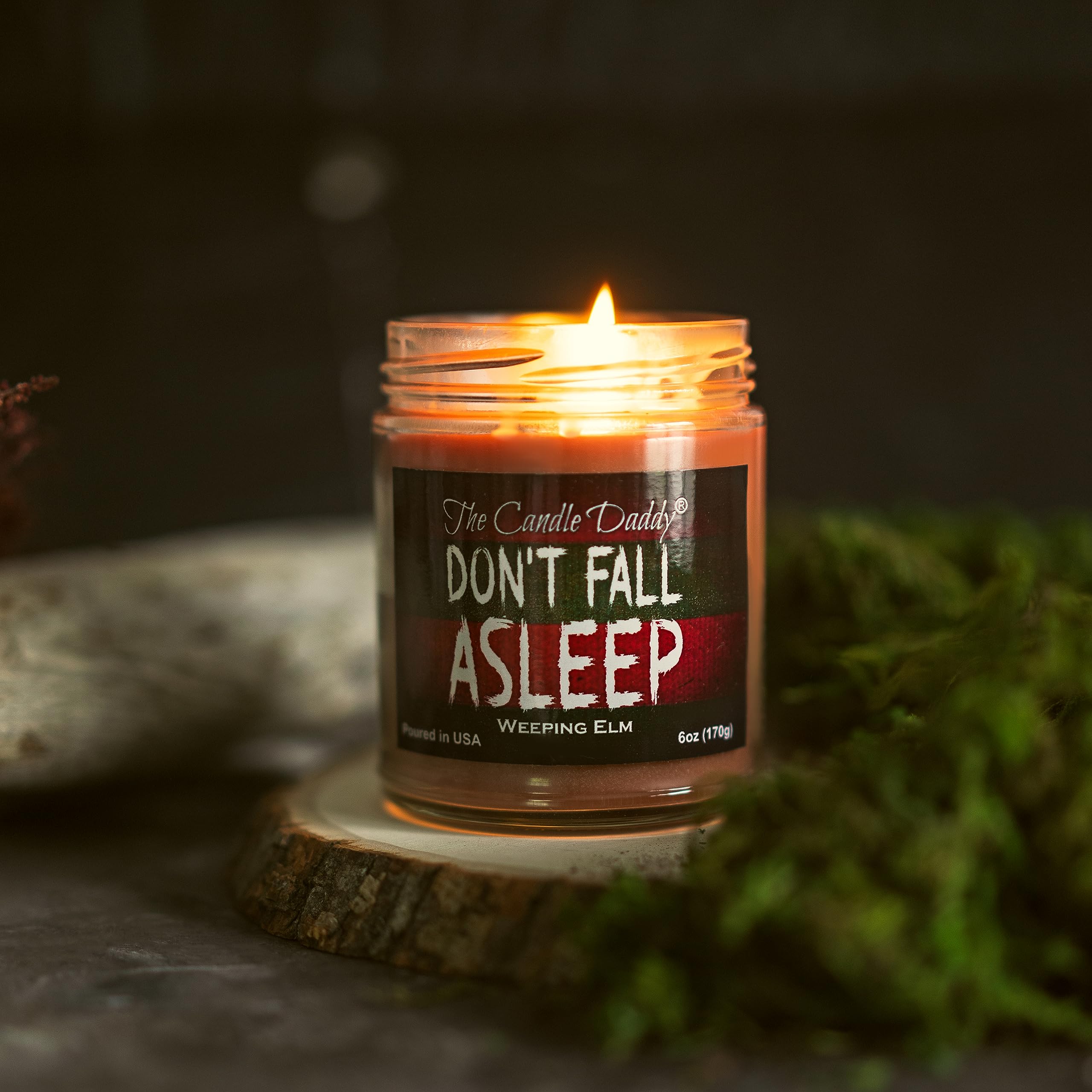 Don't Fall Asleep - Eerie Weeping Elm Scented Horror Movie Candle - Halloween 6 Oz Jar Candle - 40 Hour Burn Time