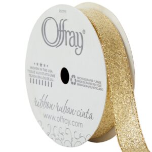 offray metallic galena craft and decorative ribbon, 5/8" wide, 9-foot spool, gold (155224)