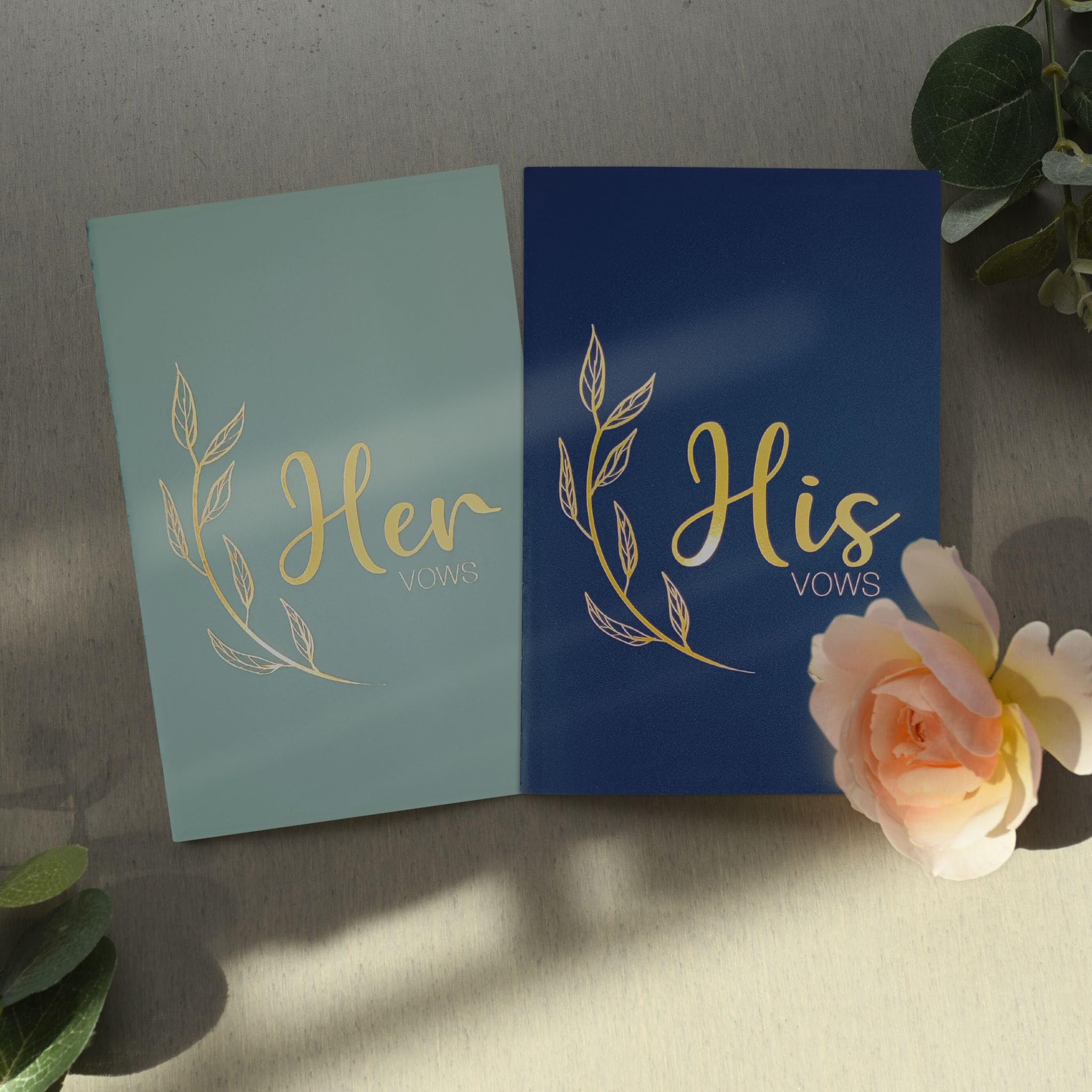 fusuu Wedding Vow Books - Vow Books His and Hers - Gold Foil Lettering with 28 Lined Pages – Bridal Shower Gifts - Peferct Addition for Your Wedding Day (Blue)