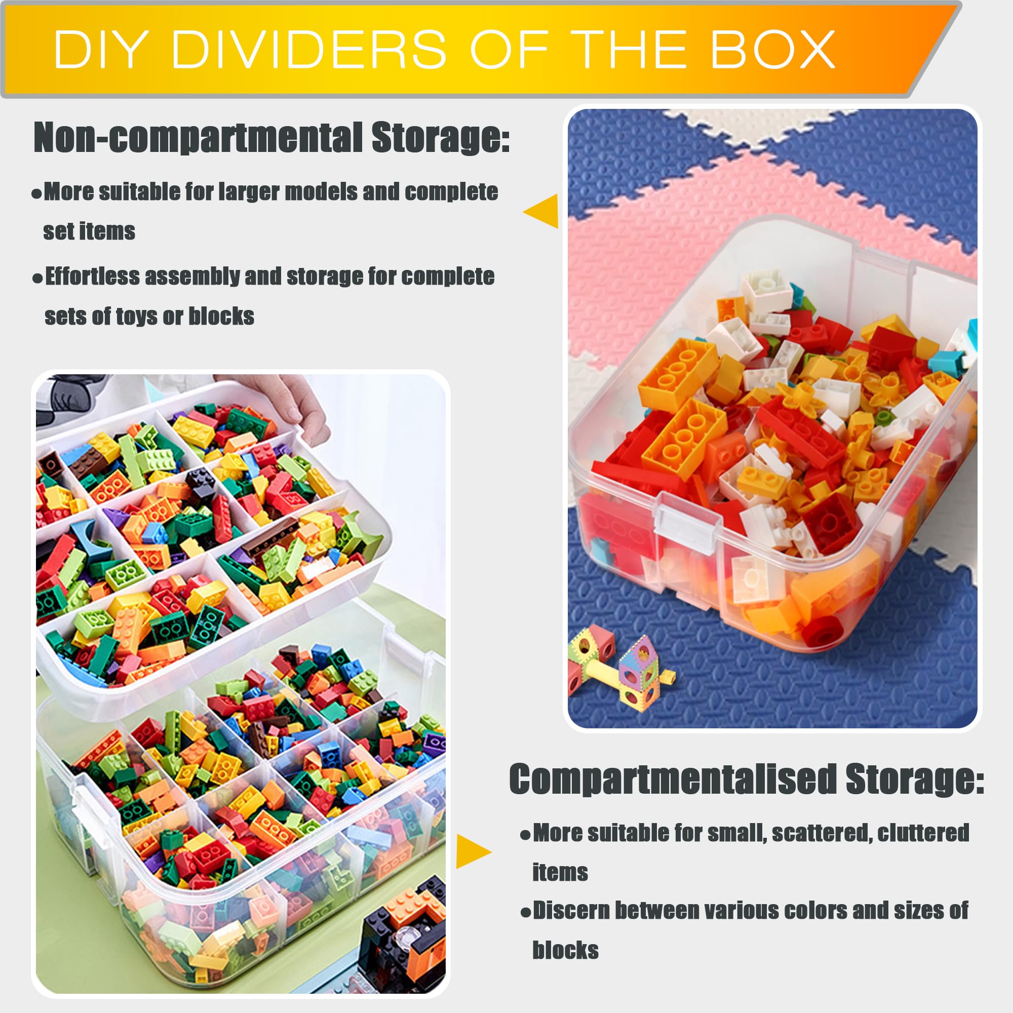 Kids Toy Storage Box for Lego Stackable Building Blocks Organizers Miniature Containers Bins with Base Plates Lids