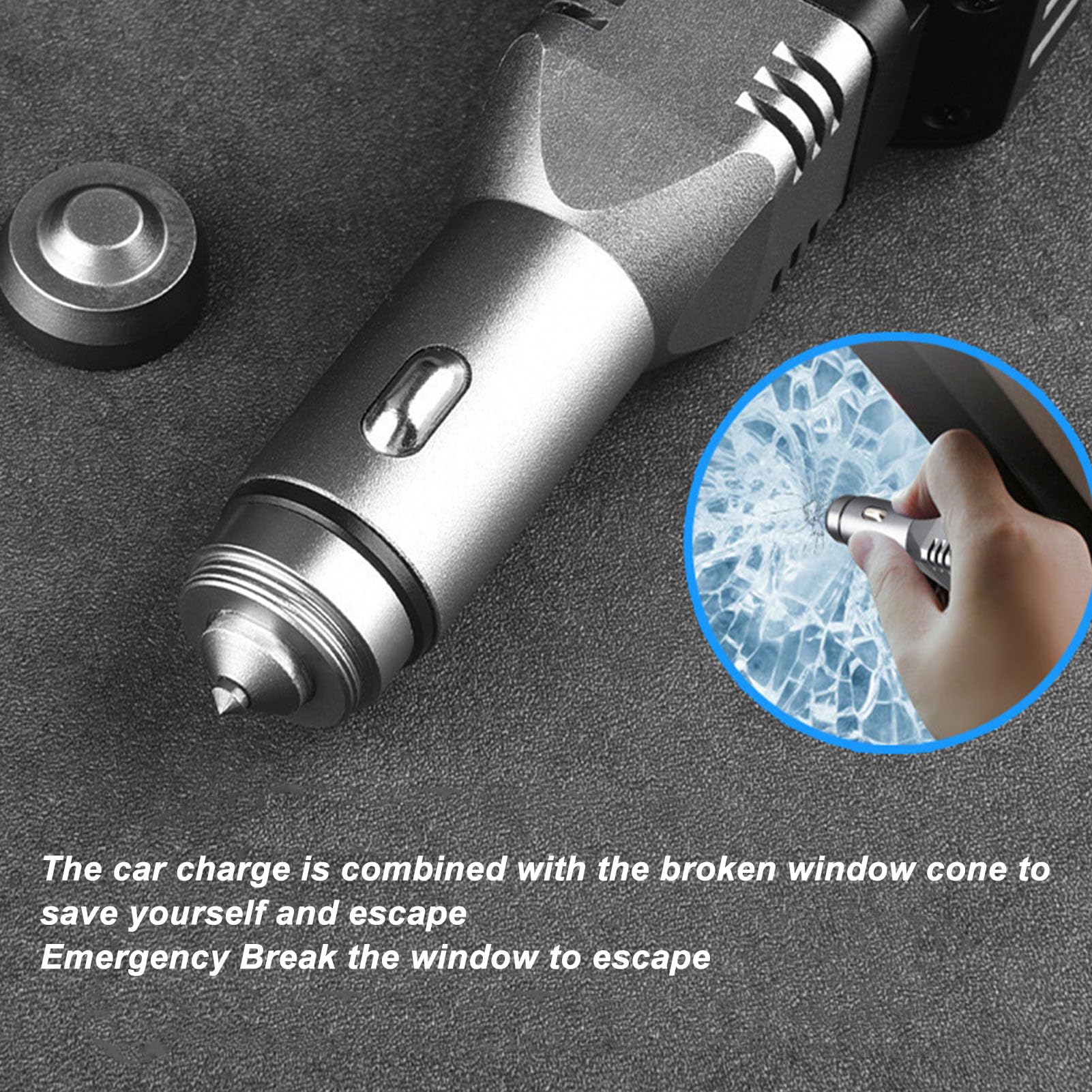 Car Plug in Flashlight Rechargeable Dual Light Source Super Bright Mini Handheld Automobile Charged Emergency Torch (Dual Lights)