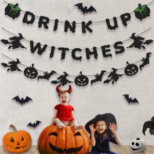 KOKAR Halloween Party Decorations - Drink Up Witches Banner and Halloween Garland with Halloween Bats, Pumpkin for Hocus Pocus Decorations, Witch Decor, Halloween Decorations