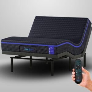 iDealBed S4 Nebula Luxury Hybrid Mattress + 7i Custom Adjustable Bed Sleep System, Comfort, Cooling & Support, Silent Performance, Lumbar Support, Pillow Tilt (Medium Firm, Queen)