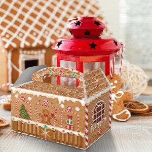 FRIDAY NIGHT Christmas Treat Boxes Gingerbread House Cardboard Cookie Goody Gable Candy Bags Cupcake Box for Treat Candy Goodies(12 Pcs)…