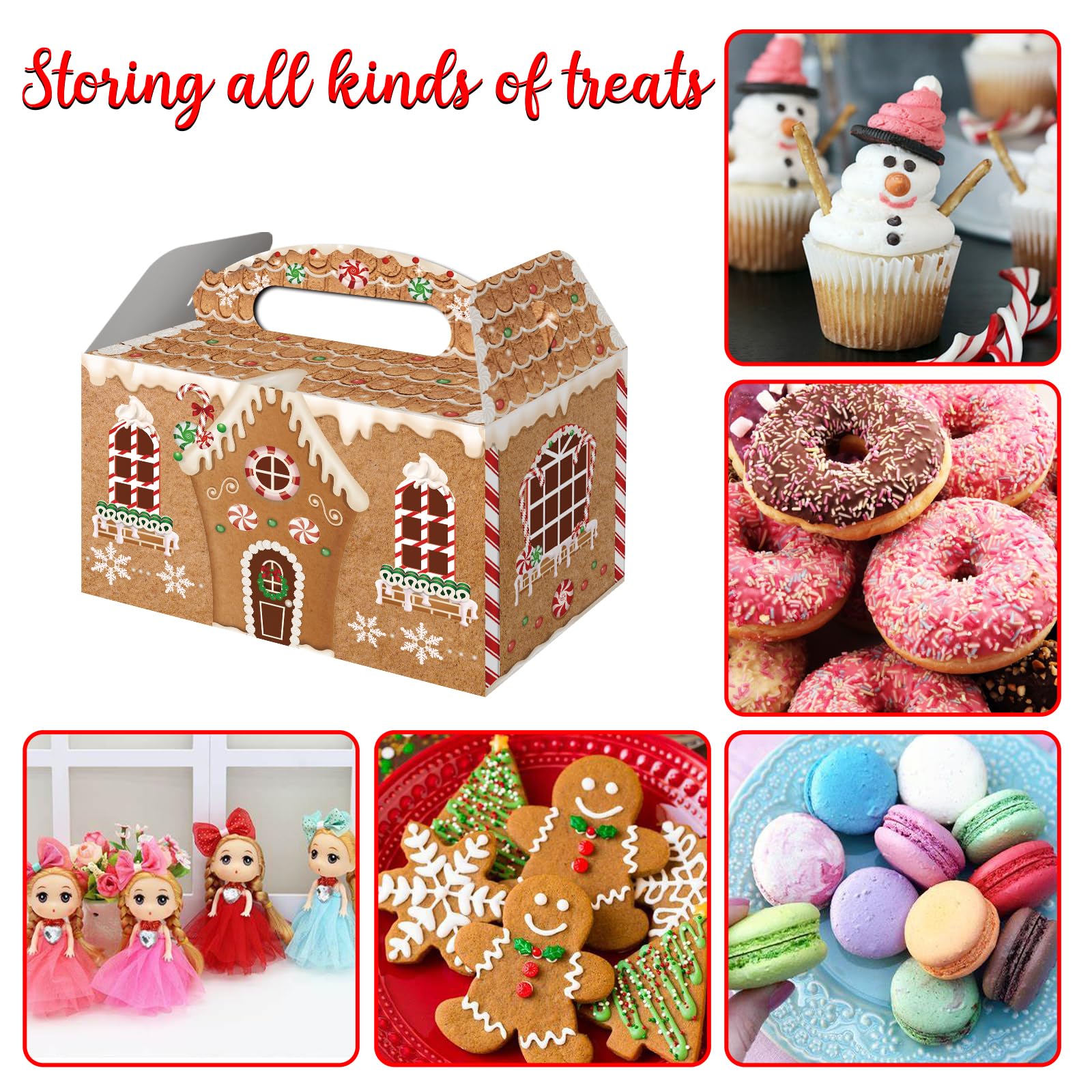 FRIDAY NIGHT Christmas Treat Boxes Gingerbread House Cardboard Cookie Goody Gable Candy Bags Cupcake Box for Treat Candy Goodies(12 Pcs)…