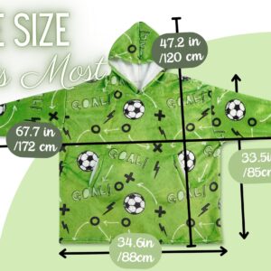 Soccer Gifts for Men, Boys, Girls, Wearable Blanket Hoodie, Oversized Flannel Hooded Blanket, Plush, Cozy, Warm, Soft, One Size