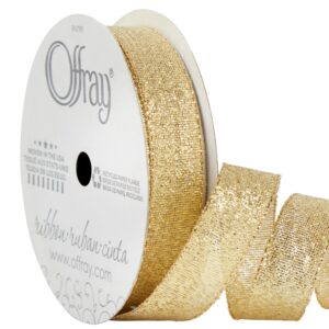 Offray Metallic Galena Craft and Decorative Ribbon, 5/8" Wide, 9-Foot Spool, Gold (155224)