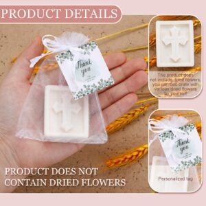 Dansib 240 Pcs Cross Soap Baptism Favors Set, 80 Pcs Scented Soap Favors 80 Pcs Bags and 80 Pcs Cards Baby Baptism Favor for Baby Shower Christening Communion Wedding Bridal Party Guests Decoration