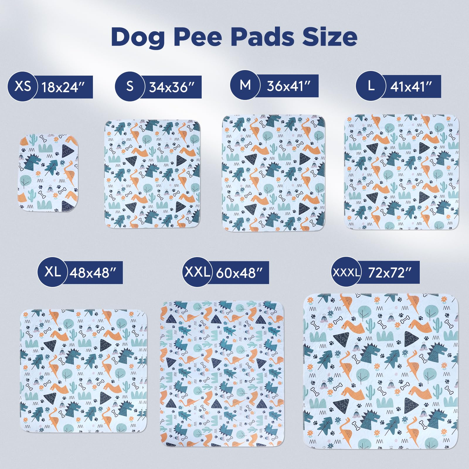 Washable Pee Pads for Dogs, Extra Large 72"x72" Super Absorbent Reusable Training Dog Pads, 100% Waterproof Non-Slip Dog Mat for Training, Whelping, Housebreaking, Incontinence, for Playpen, Crate