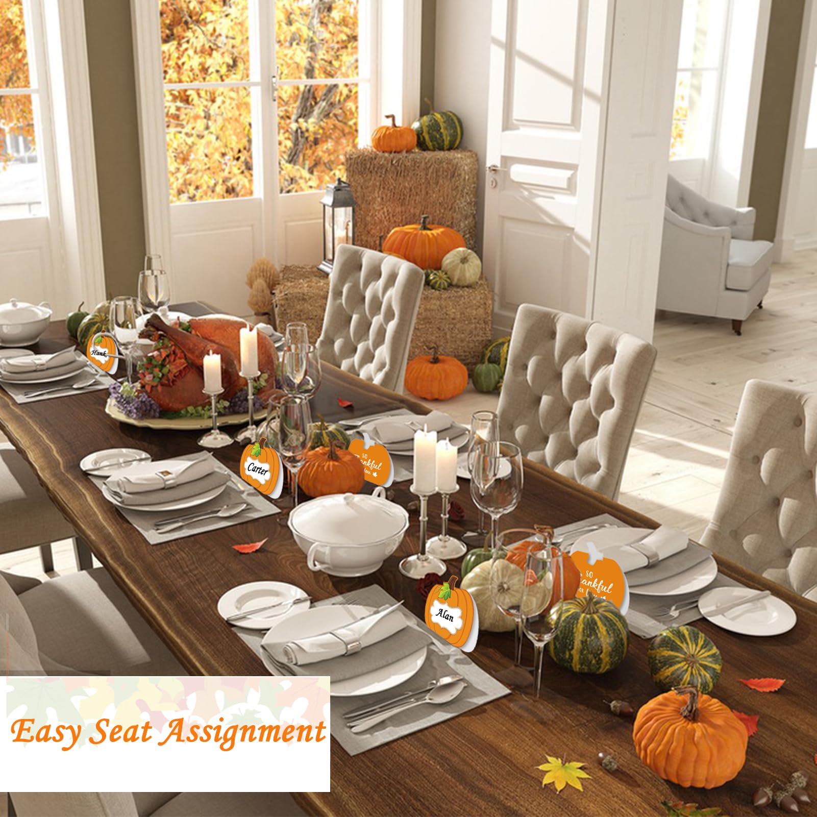 40 Thanksgiving Table Place Cards - Folding Pumpkin Thanksgiving Table Cards Table Setting Name Cards Fall Pumpkin Buffet Cards are perfect for family dinners Halloween, and fall events.